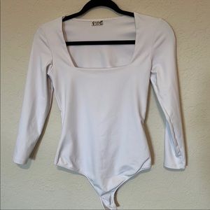 Free People XS White Square Neck Thing Bodysuit Like New